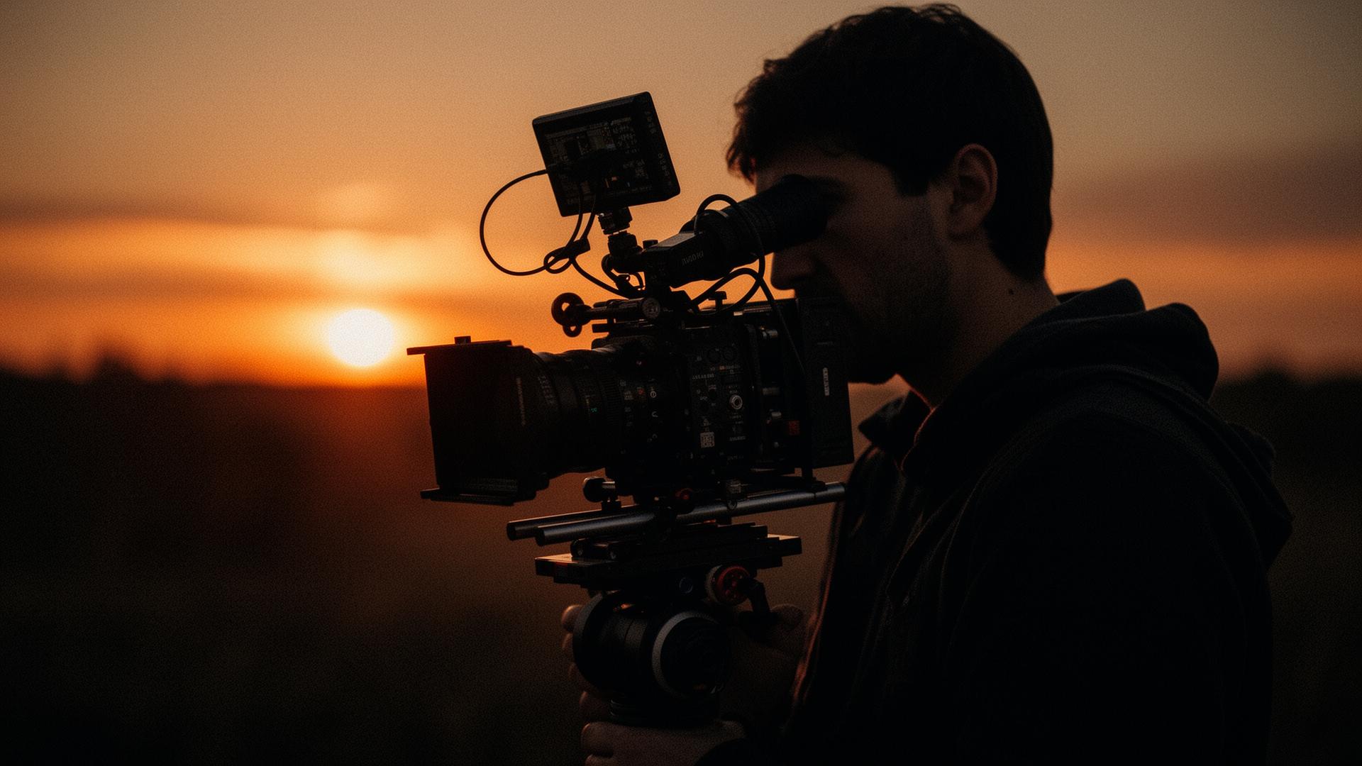 Will Hodges filming at golden hour with a cinema camera
